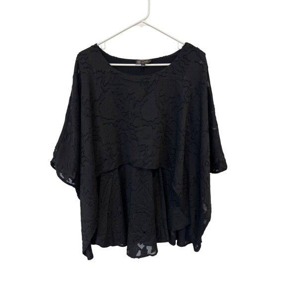 DG2 by Diane Gilman Jacquard Double Layer Top Size Large Solid Black Whimsigoth - Picture 2 of 8